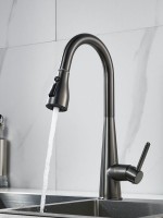 Смеситель для кухни с выдвижным изливом Shevanik S363T, оружейная сталь