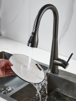 Смеситель для кухни с выдвижным изливом Shevanik S363T, оружейная сталь