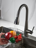 Смеситель для кухни с выдвижным изливом Shevanik S363T, оружейная сталь