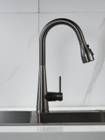 Смеситель для кухни с выдвижным изливом Shevanik S363T, оружейная сталь