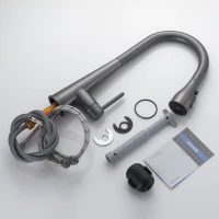 Смеситель для кухни с выдвижным изливом Shevanik S363T, оружейная сталь
