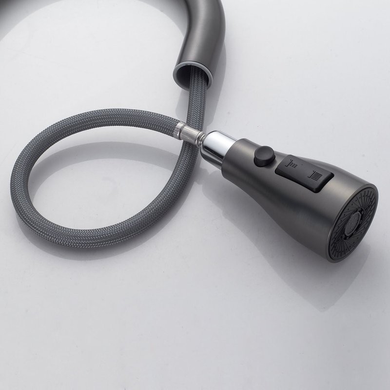 Смеситель для кухни с выдвижным изливом Shevanik S363T, оружейная сталь