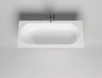 Ванна из искусственного камня Salini Ornella Kit S-Sense 170x75 см, встраиваемая, матовая белая, на ножках, со сливом-переливом, с донным клапаном
