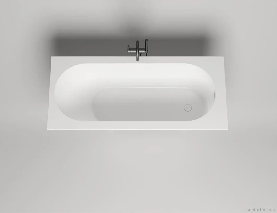 Ванна из искусственного камня Salini Ornella Kit S-Sense 170x75 см, встраиваемая, матовая белая, на ножках, со сливом-переливом, с донным клапаном