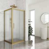 Душевой уголок Kubele DE019 S-MAT-BR 100х100 см, профиль бронза