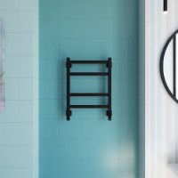 Полотенцесушитель электрический Grota Nosto 430х600 RAL9005 EL 60x45 см, подключение справа, слева, скрытое подключение справа, матовый черный, лесенка, из стали