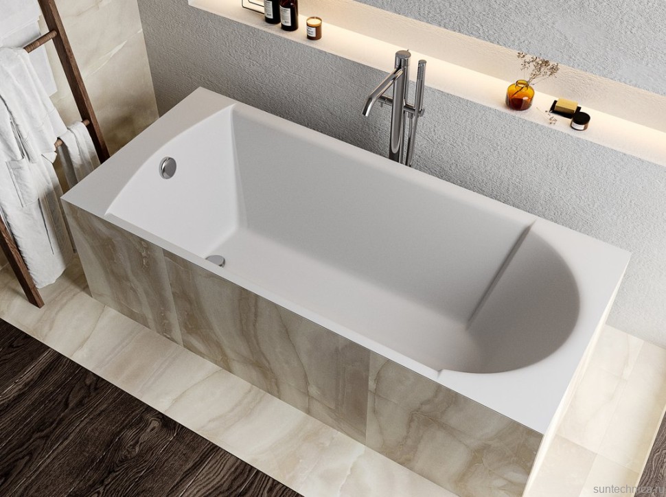Ванна из искусственного камня Marmo Bagno Глория 170x80 см, пристенная, белая, на ножках