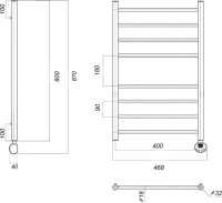 Полотенцесушитель электрический Domoterm Медея П8 40x80 ER, хром, R