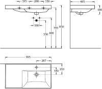Тумба с раковиной La Fenice Cubo Twin 90 R подвесная, cappuccino, ручки черные, раковина Cubo 90 R