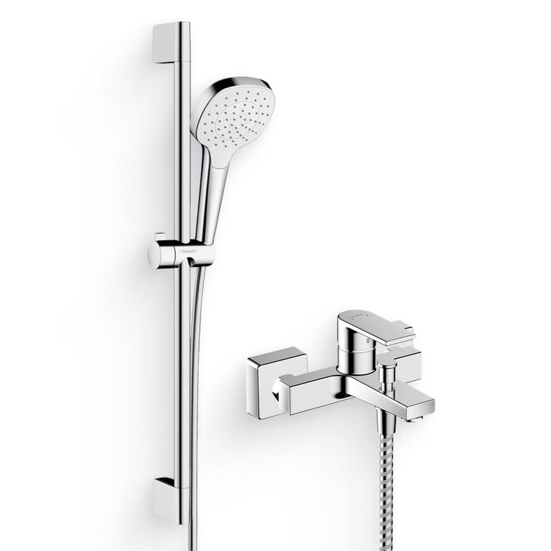 Душевой комплект Смеситель Hansgrohe Vernis Shape 71450000 хром + Гарнитур Croma Select E 26584400 белый, хром