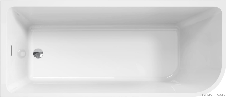 Акриловая ванна BelBagno BB712-1700-730-L 170x75 см, левая, пристенная, белая, асимметричная, на ножках, со сливом-переливом, с донным клапаном