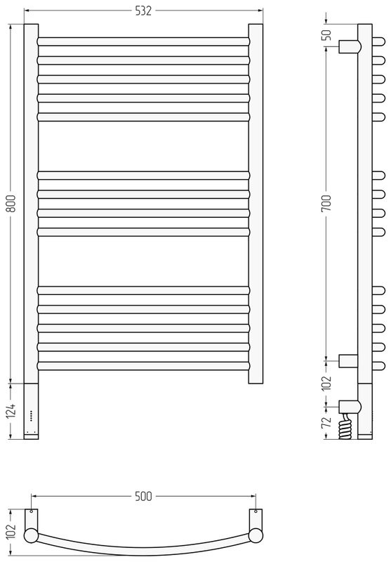 Полотенцесушитель электрический Сунержа Богема 3.1 071-6002-8050 90x55 см, подключение слева, сатин, лесенка