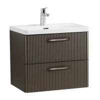 Тумба с раковиной BelBagno Due 60 подвесная, 2 ящика, оружейная сталь