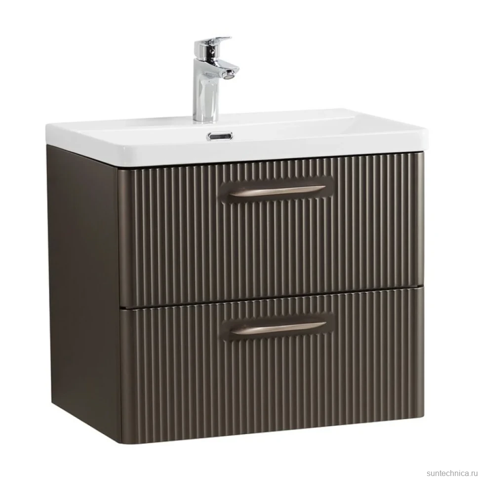 Тумба с раковиной BelBagno Due 60 подвесная, 2 ящика, оружейная сталь