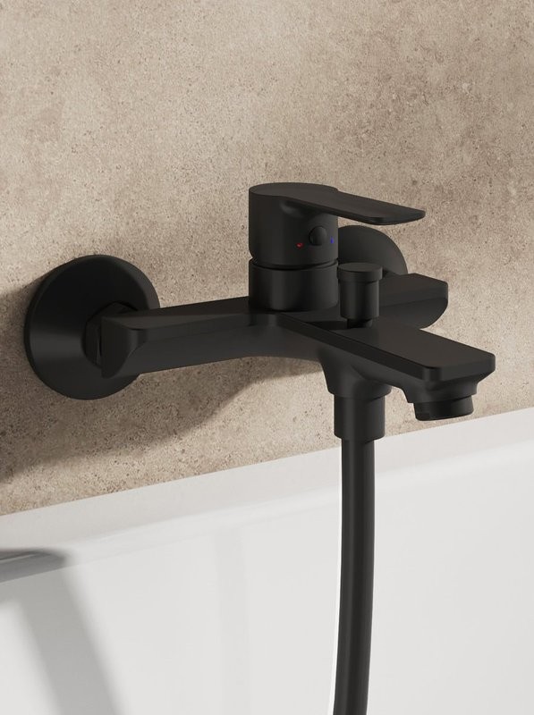 Смеситель для ванны с душем Ravak Solar SL 022.20BL матовый черный