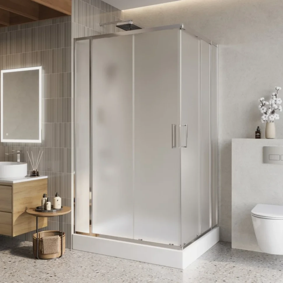Душевой уголок BelBagno Luce AH-22-120/100-P-Cr профиль хром, стекло рифленое