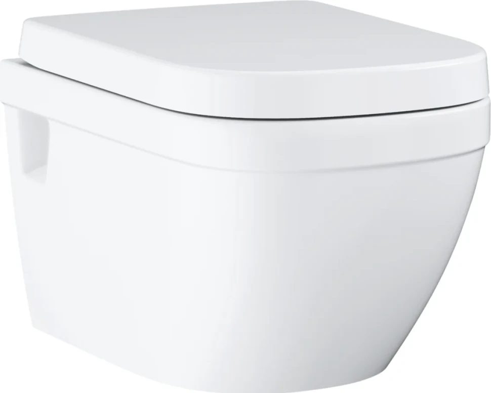 Комплект Унитаз подвесной Grohe Euro Ceramic 39703000 безободковый + Инсталляция Geberit Duofix Delta 458.149.21.1 с кнопкой смыва, хром
