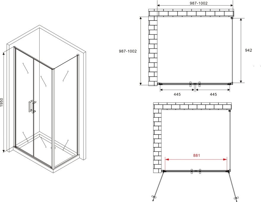 Душевой уголок Abber Sonnenstrand AG04100C-S100 100x100, профиль хром, стекло прозрачное