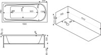 Акриловая ванна Bas Бриз 150x75 см, пристенная, с гидромассажем, белая + ремкомплект Good Door