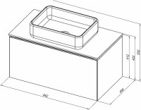 Тумба с раковиной Allen Brau Infinity 85 1+1, подвесная, олива матовый, столешница графит структ