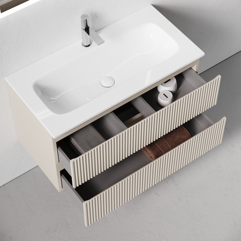 Мебель для ванной комнаты Sancos Snob R 90 подвесная, beige soft, раковина СN7019