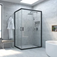 Душевой уголок Vegas Glass ZA-F Novo 120*110 02М 01 профиль черный матовый, стекло прозрачное