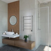 Полотенцесушитель электрический Grota Costa 530х800 NM EL 80x55 см, подключение справа, слева, скрытое подключение справа, матовый хром, лесенка