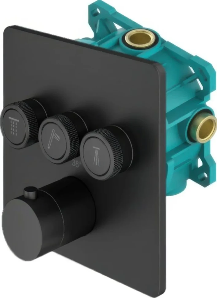 Термостатический смеситель встраиваемый Plumberia Selection PSBOX KITPSB2903NO С ВНУТРЕННЕЙ ЧАСТЬЮ, матовый черный