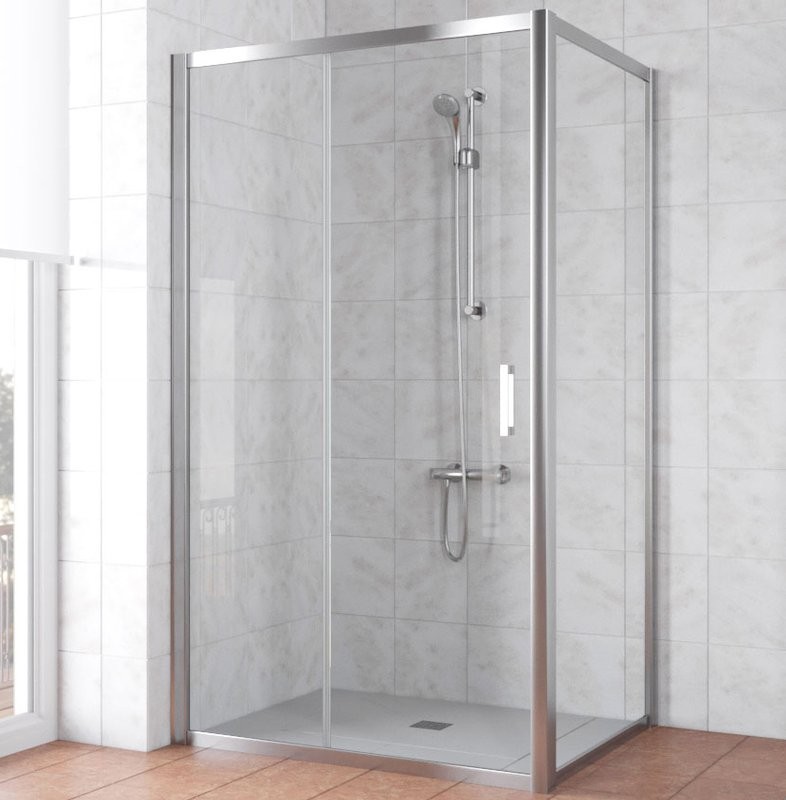 Душевой уголок Vegas Glass ZP+ZPV Tur Novo 140*90 08 01 профиль глянцевый хром, стекло прозрачное