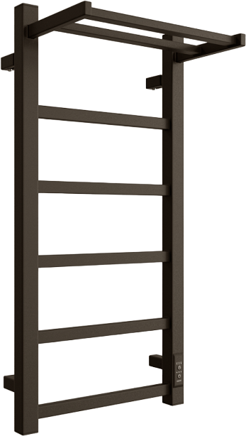 Полотенцесушитель электрический Двин Fj Plaza Neo 80/40 чёрный матовый, с полкой