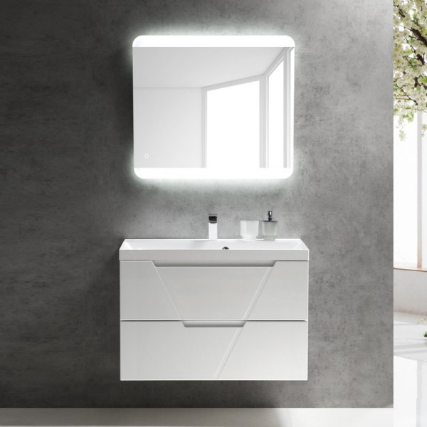 Мебель для ванной комнаты BelBagno Vittoria 90 подвесная, bianco lucido, белая глянцевая раковина