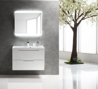 Мебель для ванной комнаты BelBagno Vittoria 90 подвесная, bianco lucido, белая глянцевая раковина