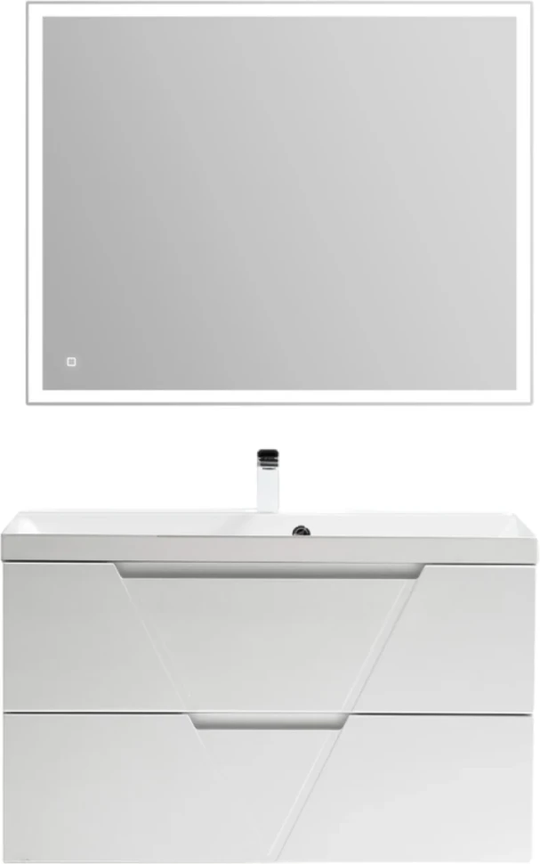 Мебель для ванной комнаты BelBagno Vittoria 90 подвесная, bianco lucido, белая глянцевая раковина