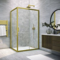 Душевой уголок Vegas Glass ZP+ZPV NOVO 100*90 03 01 профиль золото матовое, стекло прозрачное