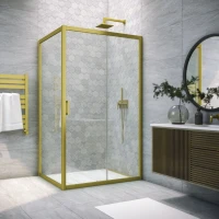 Душевой уголок Vegas Glass ZP+ZPV NOVO 100*90 03 01 профиль золото матовое, стекло прозрачное
