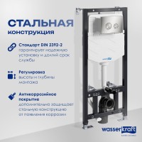 Система инсталляции для унитазов Wasserkraft Aller 10TLT.010.ME.BN01 с кнопкой смыва никель
