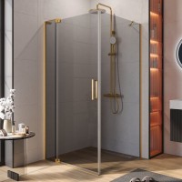 Душевой уголок Cezares Slider AH 1 100-100/110 GRIGIO BORO профиль брашированное золото, стекло серое
