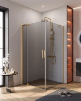 Душевой уголок Cezares Slider AH 1 100-100/110 GRIGIO BORO профиль брашированное золото, стекло серое