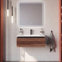 Тумба под раковину Cezares Slider 100 подвесная, 1 ящик, дымчатый орех