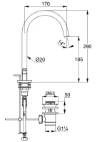 Смеситель для раковины Kludi Nova Fonte Puristic 20143N115 брашированная бронза PVD