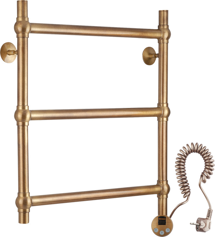 Полотенцесушитель электрический Secado Флоренция 1 65x55 см, подключение справа, бронза, лесенка, латунь