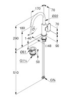 Смеситель для раковины Kludi Renon 42027N275 оружейная сталь PVD Смеситель для раковины Kludi Renon 42027N275 оружейная сталь PVD