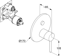 Встраиваемый смеситель для душа и ванны Kludi Bozz 38659N076 брашированное золото