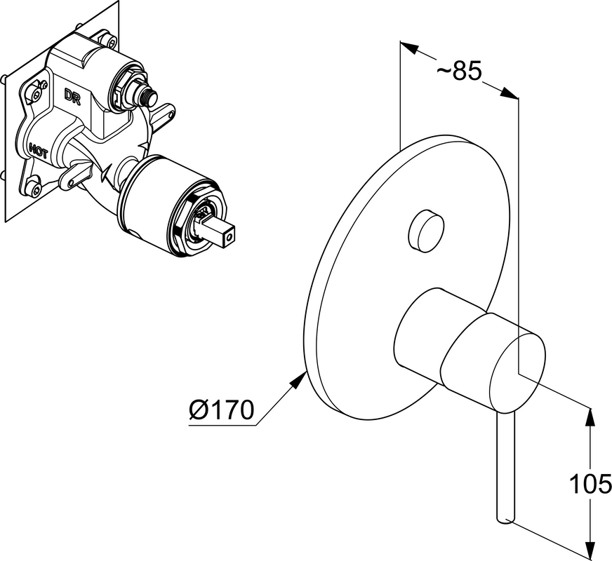 Встраиваемый смеситель для душа и ванны Kludi Bozz 38659N076 брашированное золото
