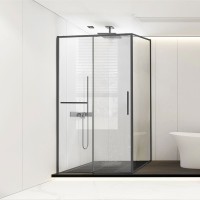 Душевой уголок Vincea Slim Soft VSR-1SS1011CLGM 110х100, профиль вороненая сталь, стекло прозрачное