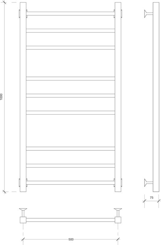 Полотенцесушитель электрический Secado Модена 4603777458553 105x55 см, подключение справа, матовый черный, лесенка