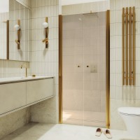 Душевая дверь в нишу Maybahglass MGD-441-3 99 см, профиль матовое золото, стекло бронза