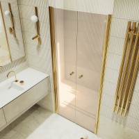 Душевая дверь в нишу Maybahglass MGD-441-3 99 см, профиль матовое золото, стекло бронза