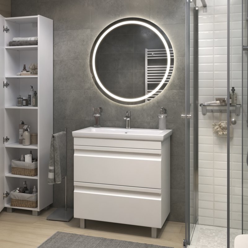 Мебель для ванной комнаты Vigo Holly 80 напольная, белая, раковина Como 80