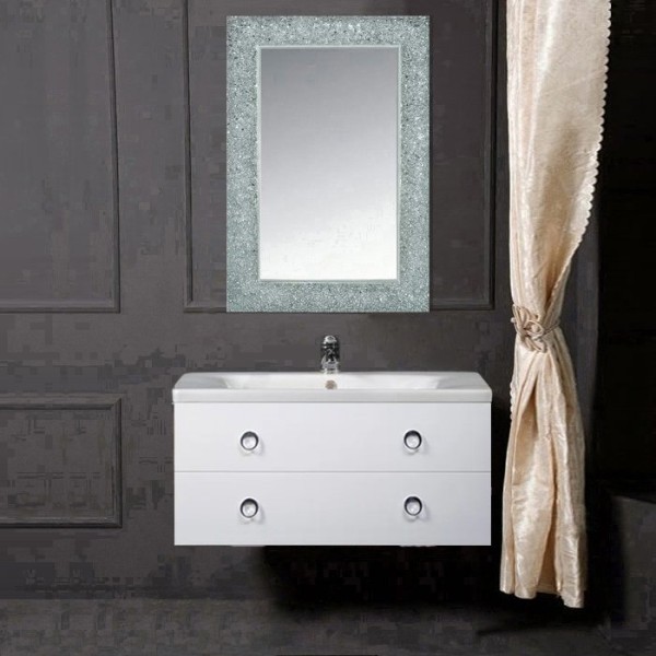 Мебель для ванной комнаты Armadi Art NeoArt 100 white с ручками Moon хром, зеркало Aura